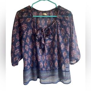 Hollister Paisley Ruffle Front Blouse